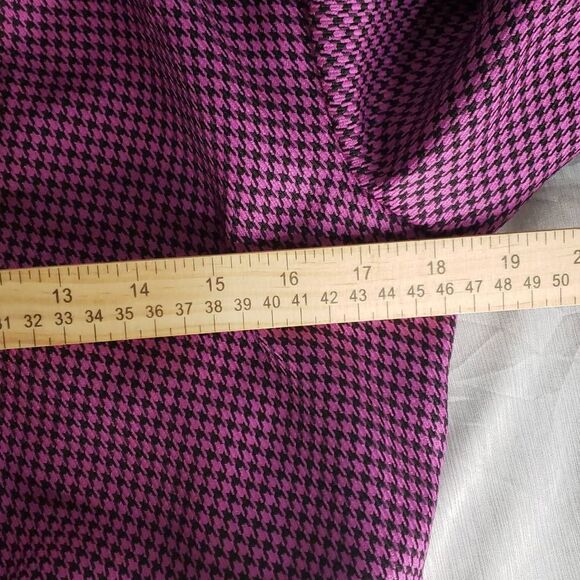 Zara Houndstooth Deep V-neck Long Sleeve Collared Crop Top Size Medium Pink and - Picture 7 of 11